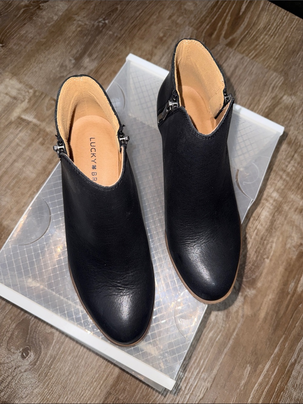 New Lucky Brand LP Burklee Black Leather Bootie